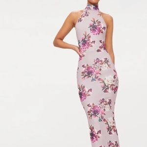 PLT - Dusty Pink Cross Back High Neck Maxi Dress